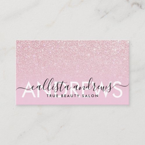 Rose Pink Holographic Ombre Makeup Hair Salon Business Card