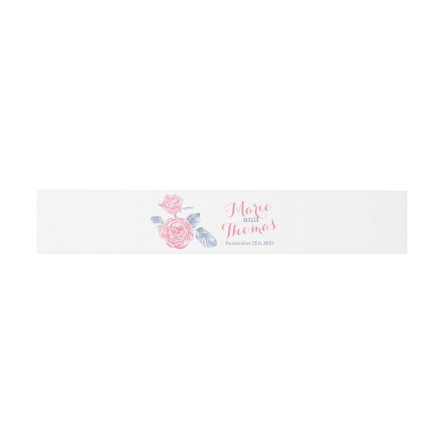Rose pink ink drawing wedding custom belly band (Flat)