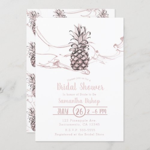 Rose Pink Juicy Pineapple Summer Bridal Shower Invitation