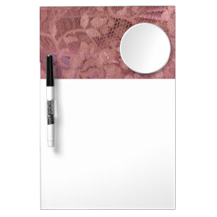 Rose Pink Lace Dry Erase Board With Mirror