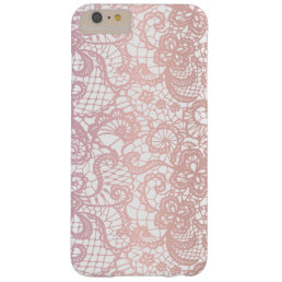 Rose Pink Lace Effect Pretty Girly Design Barely There iPhone 6 Plus Case