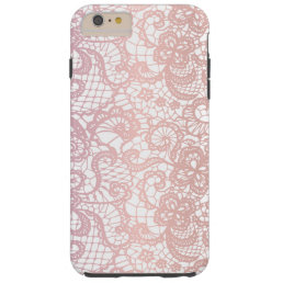 Rose Pink Lace Effect Pretty Girly Design Tough iPhone 6 Plus Case