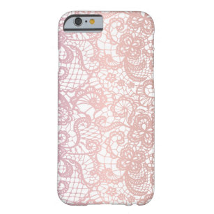 Rose Pink Lace Effect Pretty Girly Design Barely There iPhone 6 Case