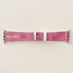 Rose pink light geometric mesh pattern Custom name Apple Watch Band