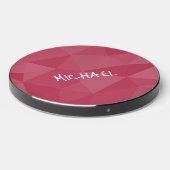Rose pink light geometric mesh pattern Custom name Wireless Charger (Front 2)