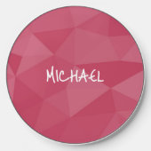 Rose pink light geometric mesh pattern Custom name Wireless Charger (Front)