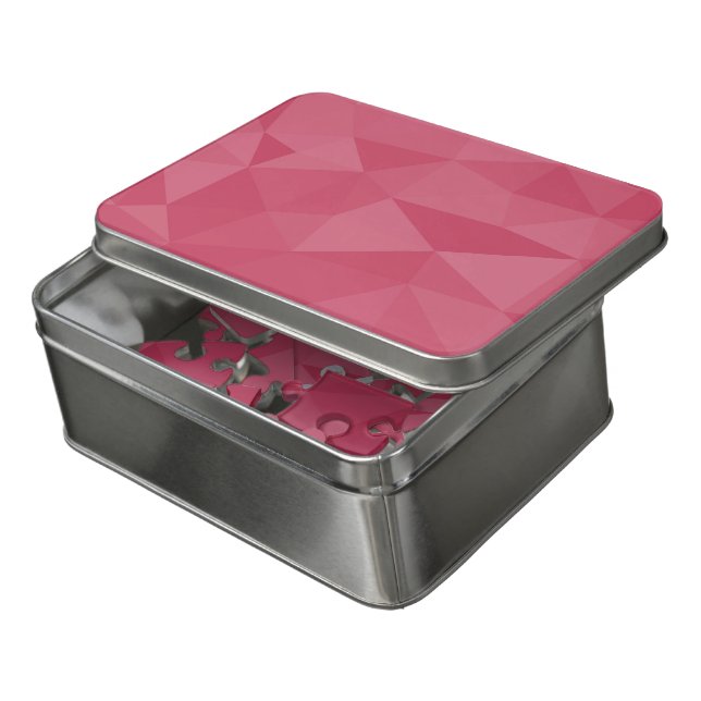 Rose pink light geometric mesh pattern jigsaw puzzle (Lid Open)
