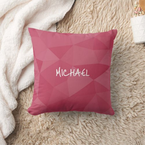 Rose pink light geometric mesh pattern Monogram Throw Pillow