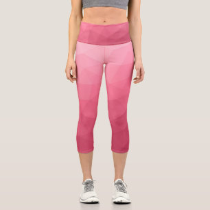 Rose pink light Gradient Geometric Mesh Pattern Capri Leggings