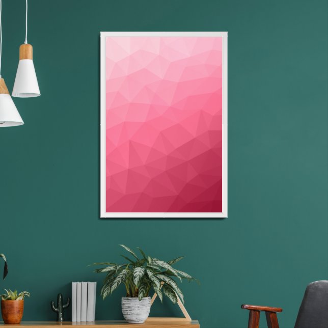 Rose pink light Gradient Geometric Mesh Pattern Framed Art (Living Room 2)