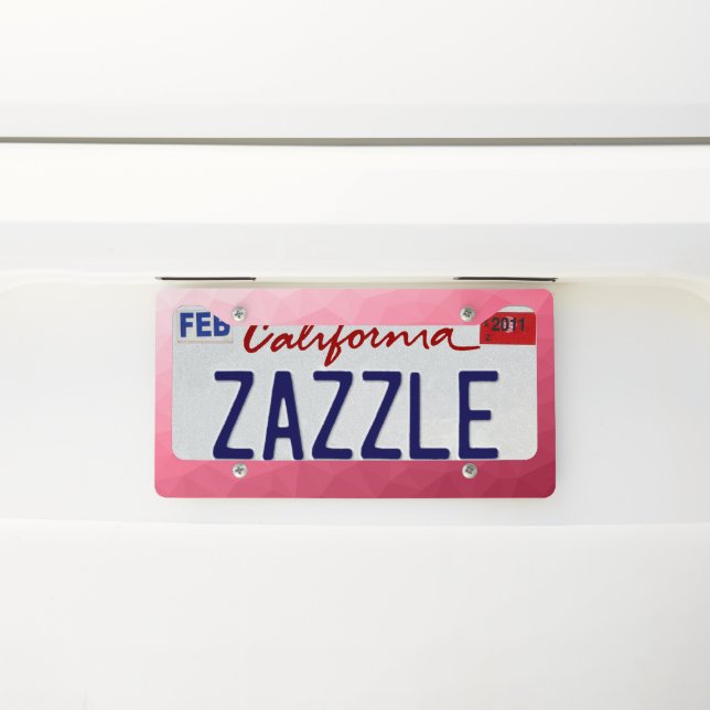 Rose pink light Gradient Geometric Mesh Pattern License Plate Frame (On Car)