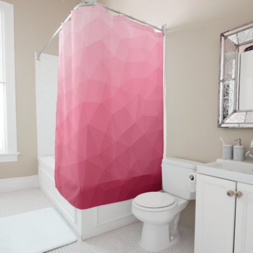 Rose pink light Gradient Geometric Mesh Pattern Shower Curtain
