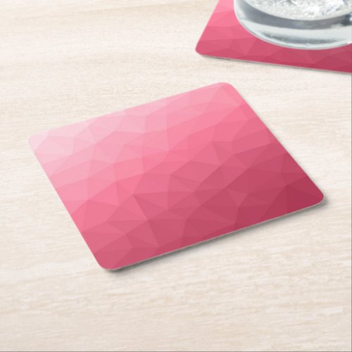 Rose pink light Gradient Geometric Mesh Pattern Square Paper Coaster