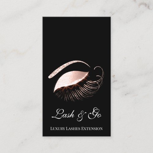 Rose Pink Makeup Artist Lash Extension Drips Black Business Card