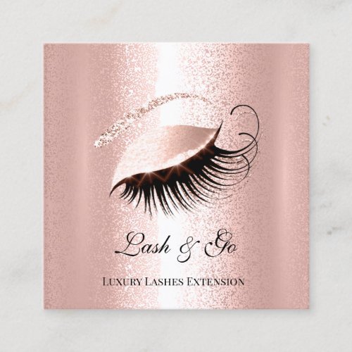 Rose Pink Makeup Artist Lashes Extension Brows Square Business Card