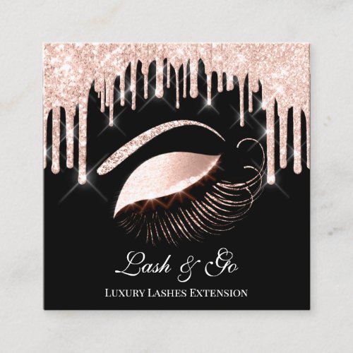 Rose Pink Makeup Artist Lashes Extension Drips VIP Square Business Card