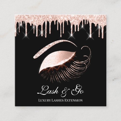 Rose Pink Makeup Artist Lashes Extension Drips VIP Square Business Card