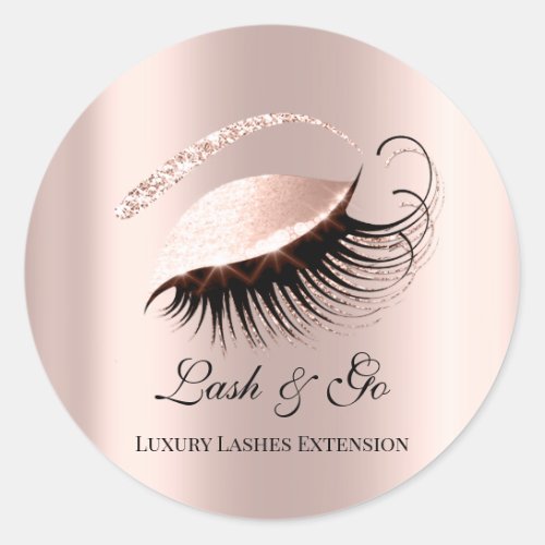 Rose Pink Makeup Artist Lashes Extension Microblad Classic Round Sticker