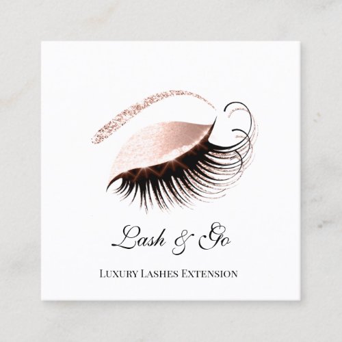 Rose Pink Makeup Artist Lashes Extension White Square Business Card