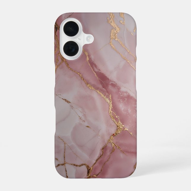 Rose Pink Marble with Gold Veins – Elegant iPhone Case (Back)