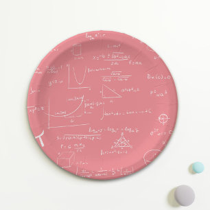 Rose Pink Math Equations and Formulas Paper Plates