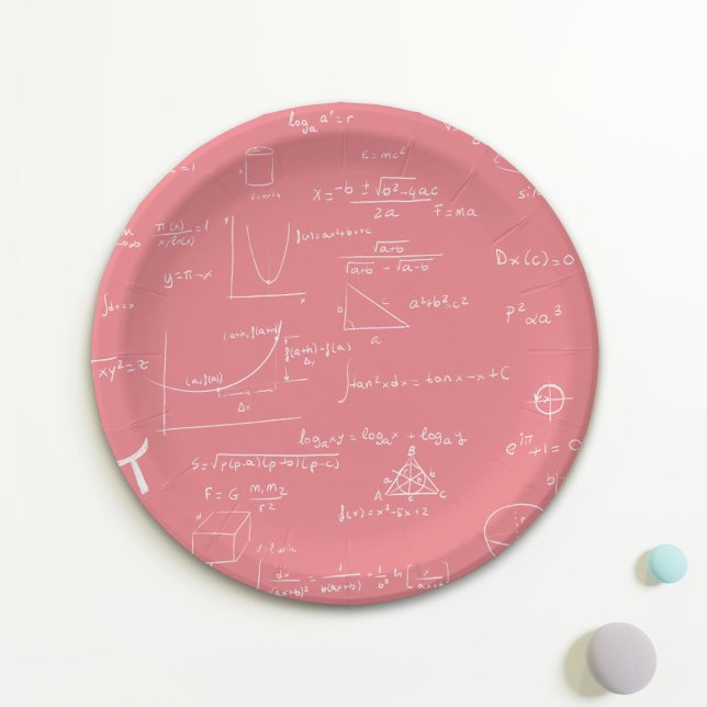 Rose Pink Math Equations and Formulas Paper Plates (Creator Uploaded)