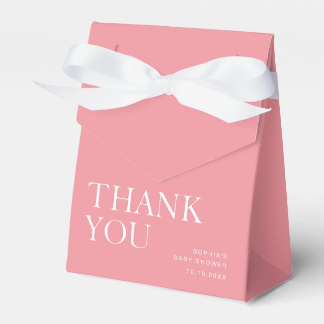 Rose Pink Minimalist Thank You Favor Boxes (Front Side)