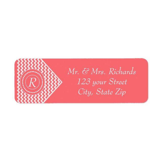 Rose Pink Monogrammed Chevron Label (Front)