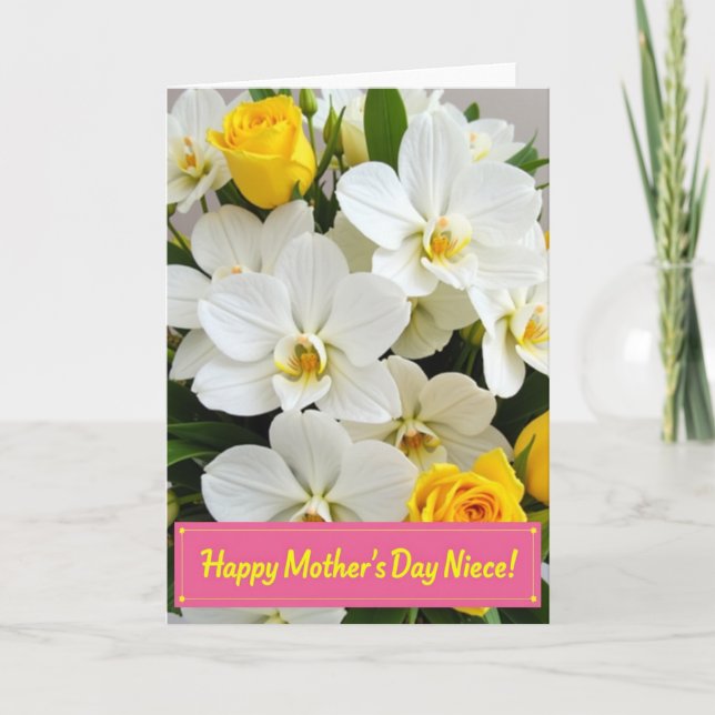Rose Pink Mothers Day Banner Card (Front)