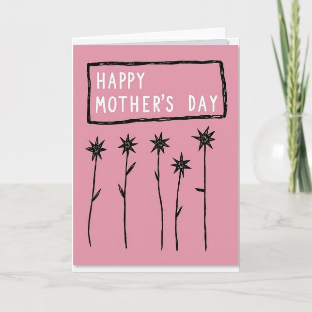 Rose Pink Mothers Day Floral Card (Front)