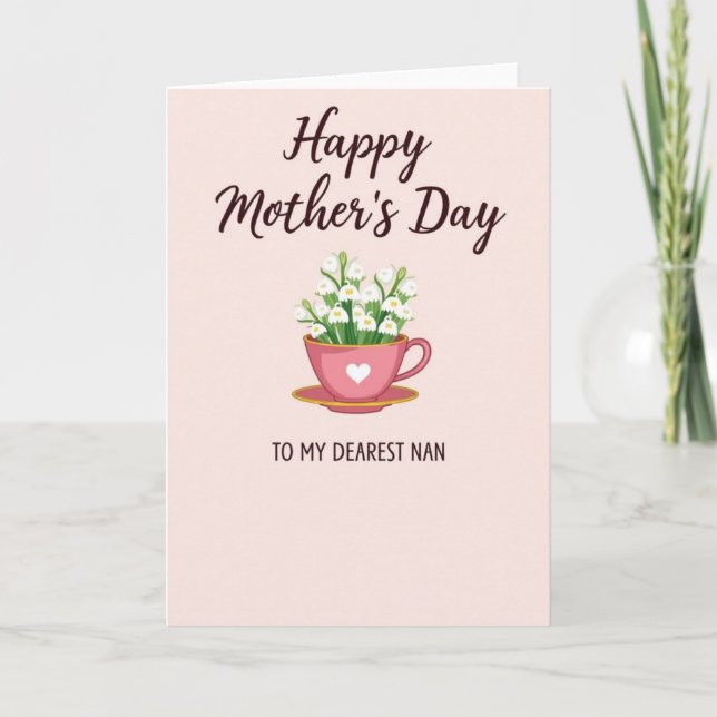 Rose Pink Mothers Day Heart Card (Front)