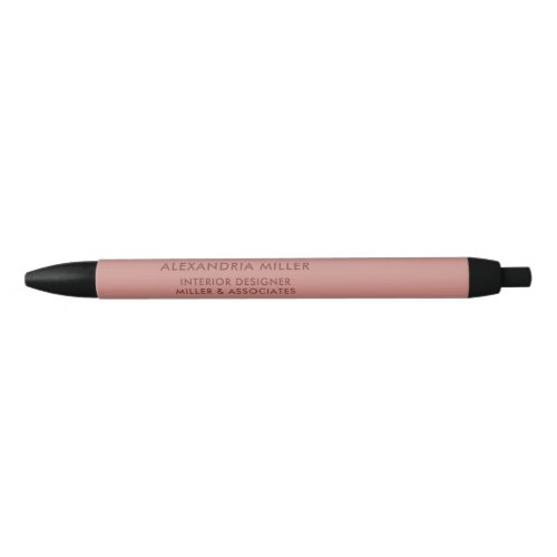 Rose Pink Name Title Company Typographic Black Ink Black Ink Pen