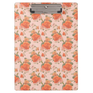 rose pink orange floral pattern wedding spring clipboard
