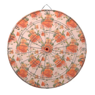 rose pink orange floral pattern wedding spring dart board