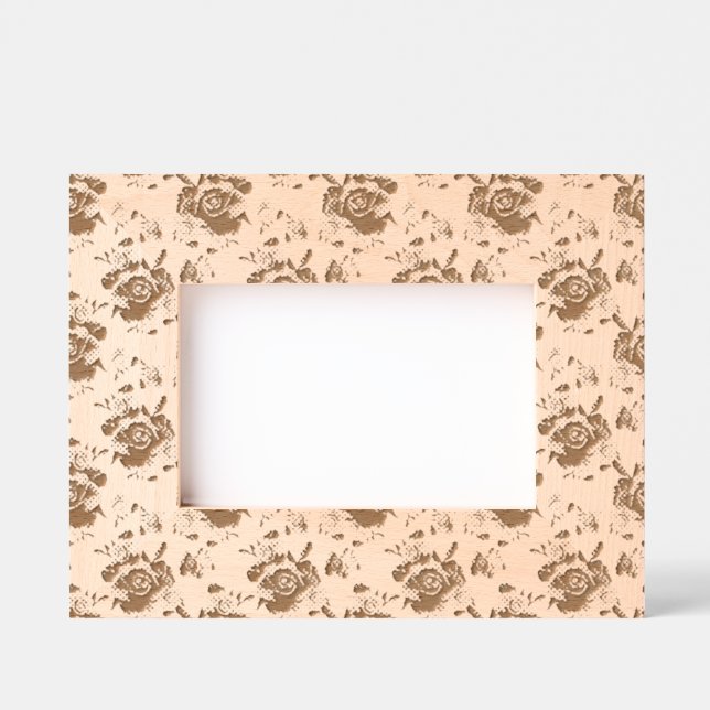 rose pink orange floral pattern wedding spring engraved frames (Front)