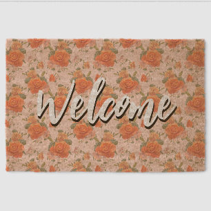 rose pink orange floral pattern wedding spring fiber doormat