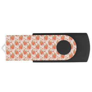 rose pink orange floral pattern wedding spring flash drive