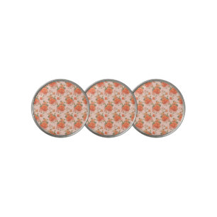 rose pink orange floral pattern wedding spring golf ball marker