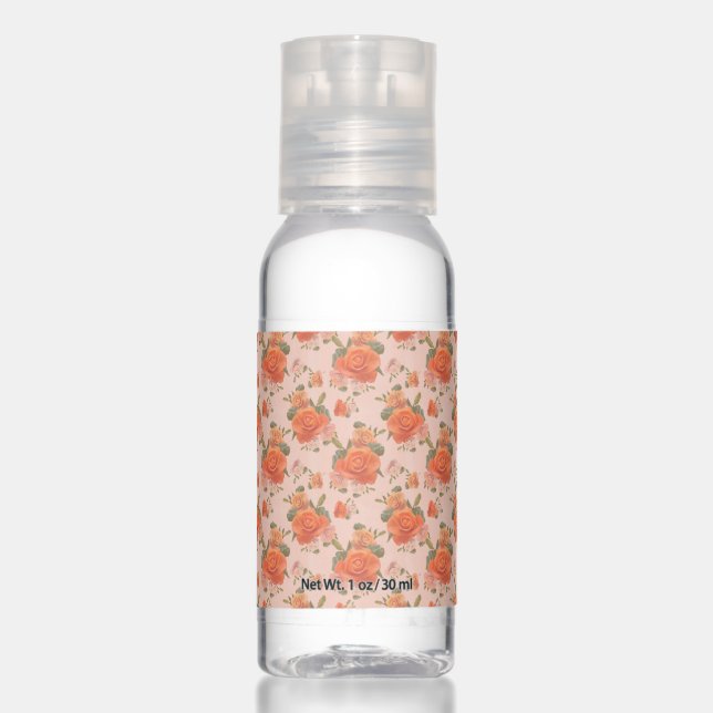 rose pink orange floral pattern wedding spring hand sanitizer (Front)