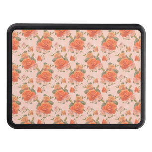 rose pink orange floral pattern wedding spring hitch cover