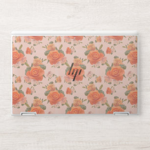 rose pink orange floral pattern wedding spring HP laptop skin