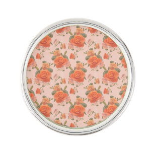 rose pink orange floral pattern wedding spring lapel pin