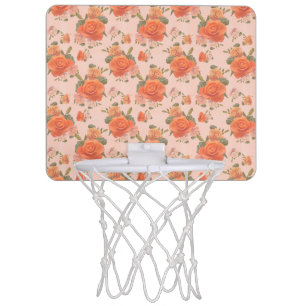 rose pink orange floral pattern wedding spring mini basketball hoop