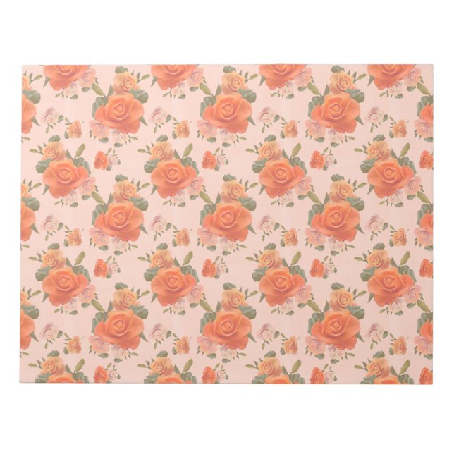 rose pink orange floral pattern wedding spring notepad (Front)