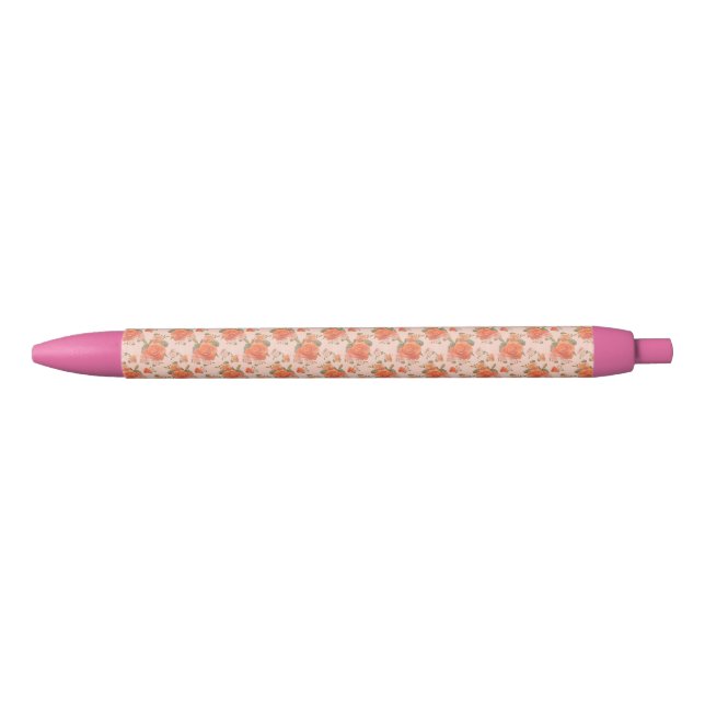 rose pink orange floral pattern wedding spring pen (Front)