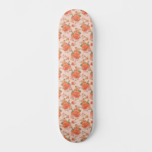 rose pink orange floral pattern wedding spring skateboard