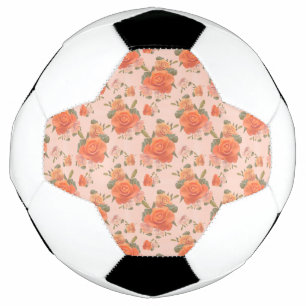 rose pink orange floral pattern wedding spring soccer ball