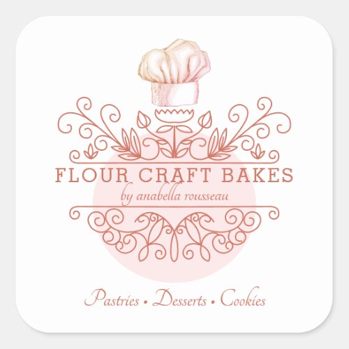 Rose Pink Ornate Frame Bakers Logo Product Label