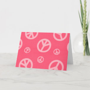 ROSE PINK PEACE SIGNS GREETING CARD