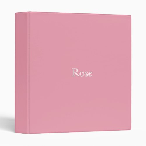 Rose Pink Personalized Binder